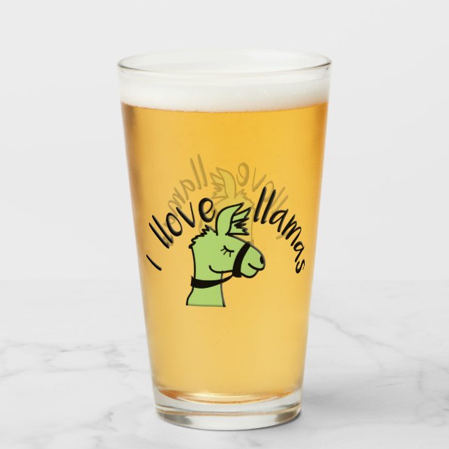Copo De Pint Adoráveis Llama Amo Llamas Green (Frente (Preenchido))