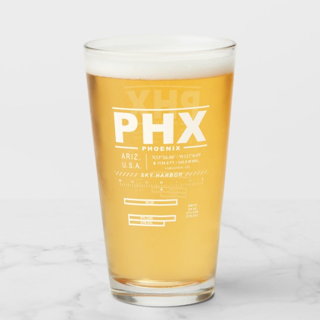 Copo De Pint Aeroporto Internacional Phoenix Sky Harbor PHX (Frente (Preenchido))