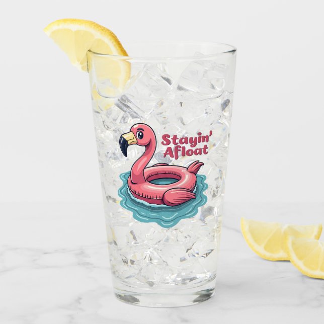 Copo De Pint Afloat Funny Flamingo Piscina Float Retro (Gelo frontal)