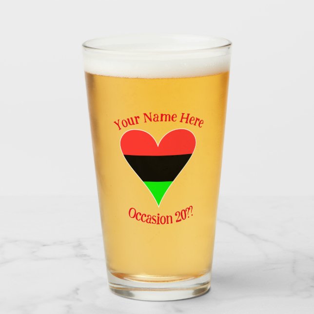 Copo De Pint African American Flag Heart Funky Personalizado (Frente (Preenchido))