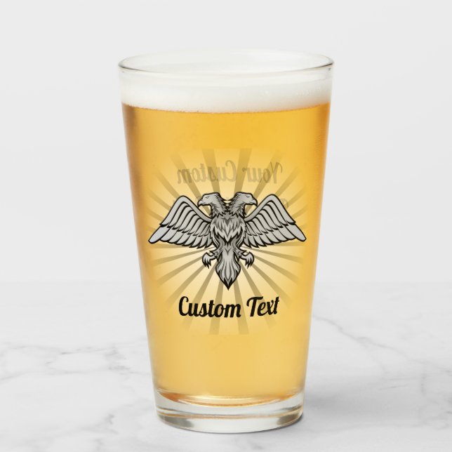 Copo De Pint Águia cinza com duas Cabeças de Vidro (Frente (Preenchido))