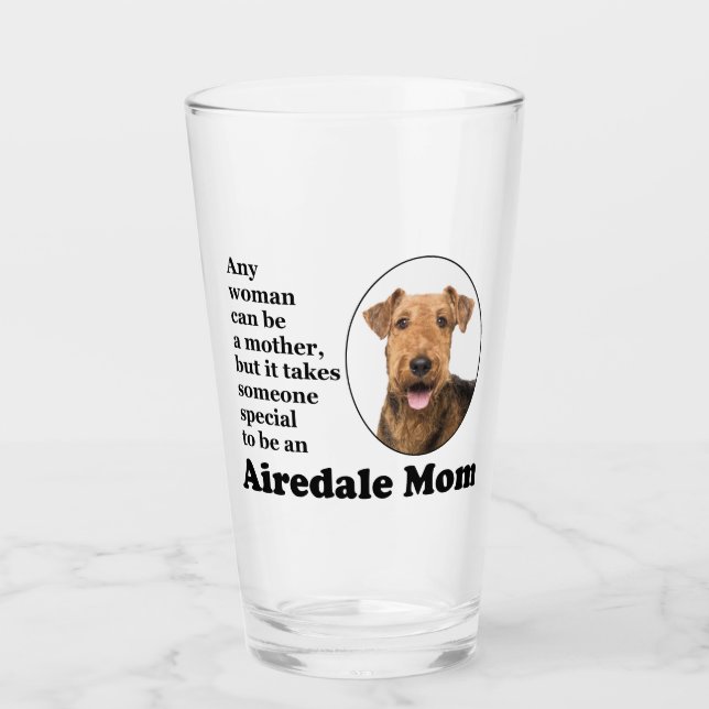 Copo De Pint Airedale Mãe Glass Tumbler (Frente)