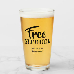 Copo De Pint Álcool Livre - Proposta Engraçada De Padrinho de c