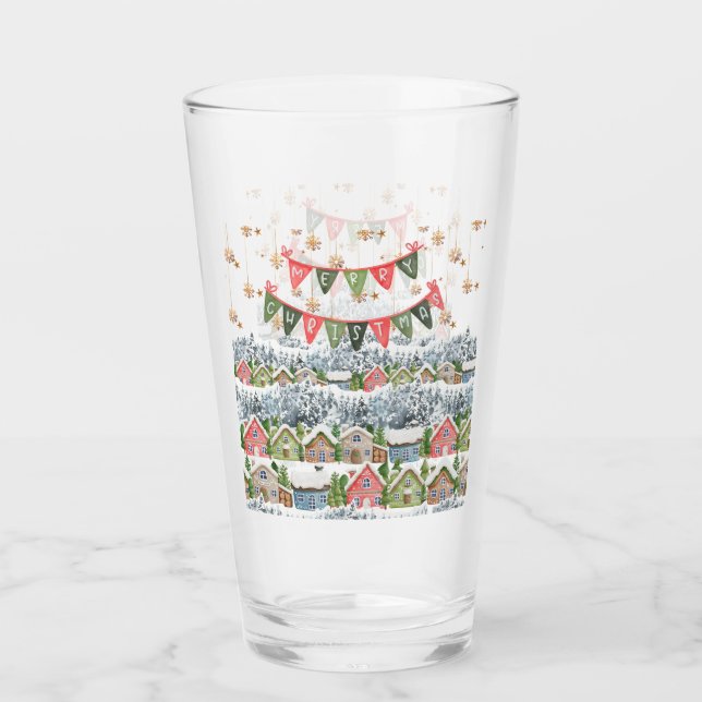 Copo De Pint Aldeia de Natal Bonita Snowy (Frente)