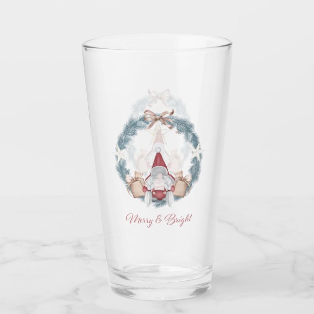 Copo De Pint Alegre e Brilhante Papai Noel de Vidro (Frente)