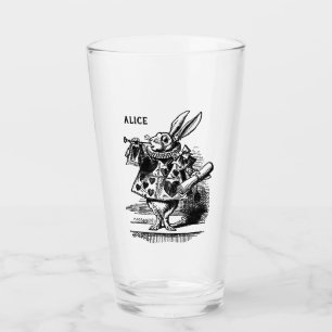 Copo De Pint Alice no País das Maravilhas Vintage Coelho Branco