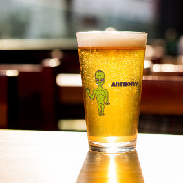 Copo De Pint Alienígena Espacial com Saucer Voador Personalizad