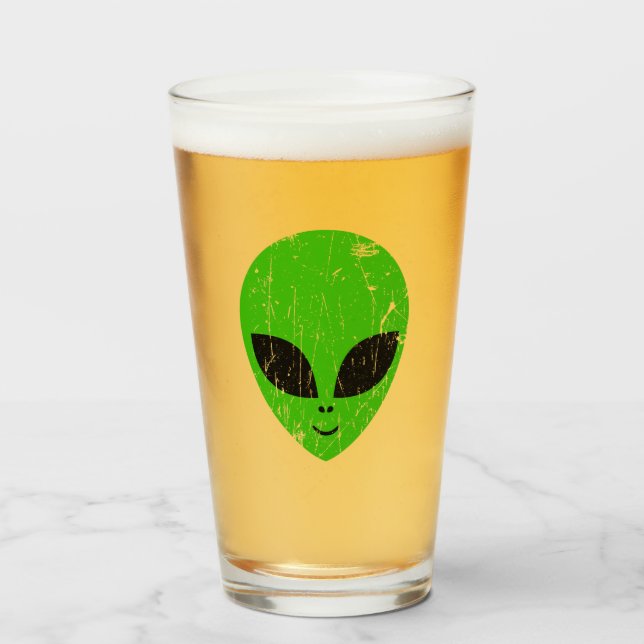 Copo De Pint alienígena verde da extraterra de ficção científic (Frente (Preenchido))