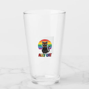 Copo De Pint Ally Cat Arco-íris Orgulho Camisa de Gato Vintage 