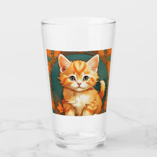 Copo De Pint Alphonse Mucha Style Orange Cat