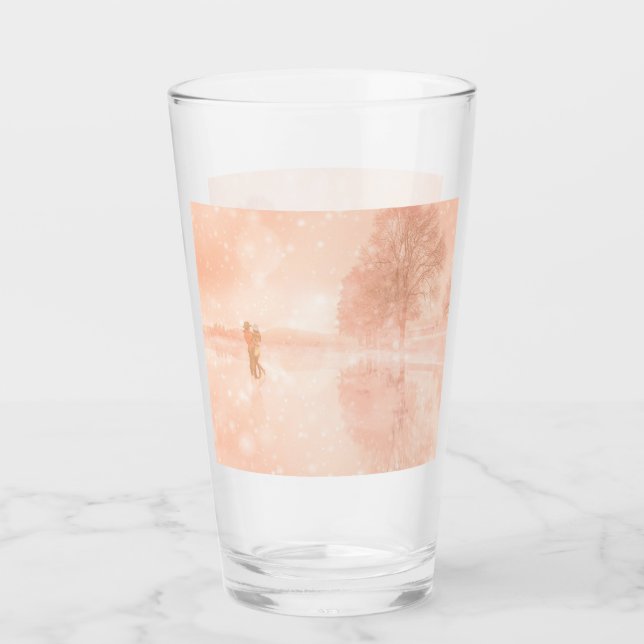 Copo De Pint Amantes em um lago congelado (Frente)
