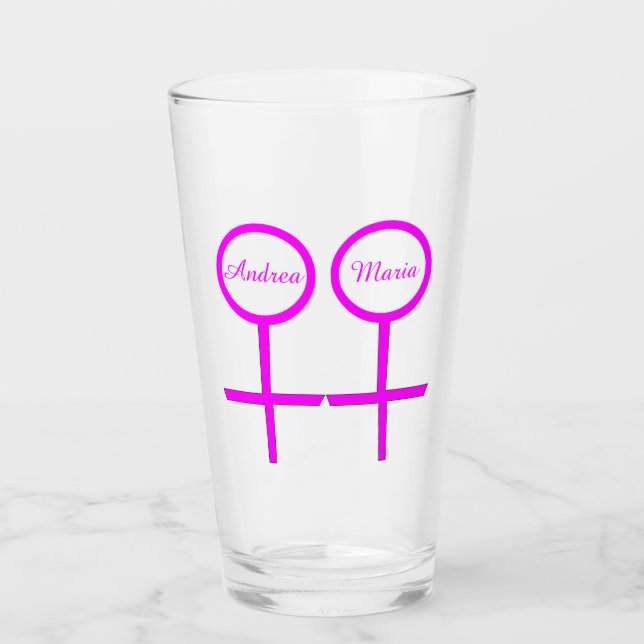 Copo De Pint Amantes lésbicas personalizados (Frente)