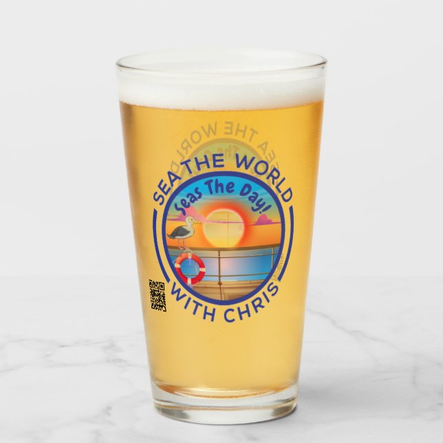 Copo De Pint Amar O Mundo Com Chris Beer Glass (Frente (Preenchido))