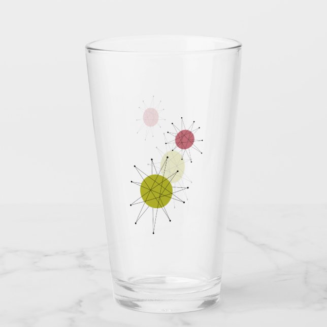 Copo De Pint Amassado Verde Rosa Franciscano Starburst Meio séc (Frente)