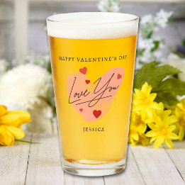 Copo De Pint Ame Você Texto Personalizado Nome Watercolor Red H