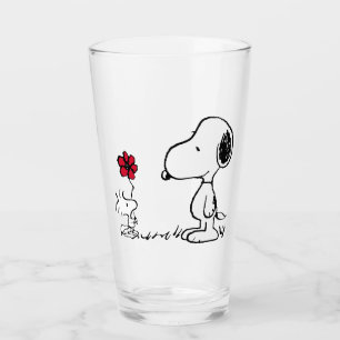 Copo De Pint Amendoins Esnoopia e Woodstock Vermelho e Preto