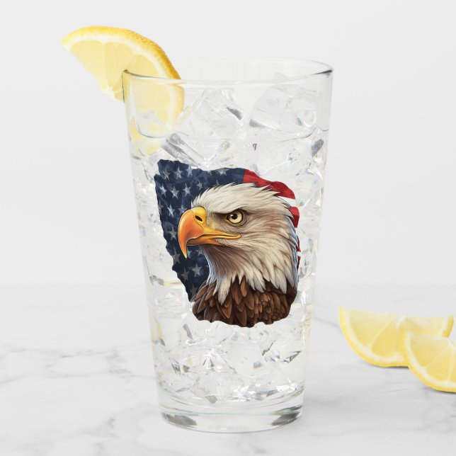 Copo De Pint American Flag Bald Eagle (Gelo frontal)