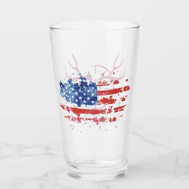 Copo De Pint American Flag Deer Hunter (Frente)