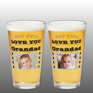 Copo De Pint Amo-te Avô, duas fotos, cerveja preta de cinza