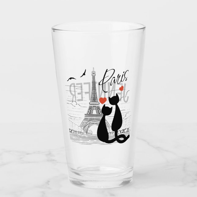 Copo De Pint Amor de gato em Paris (Frente)