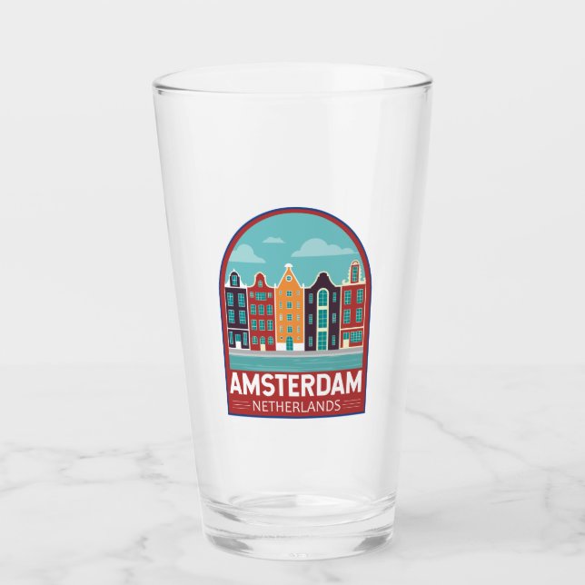 Copo De Pint Amsterdam Netherlands Viagem Art Vintage (Frente)