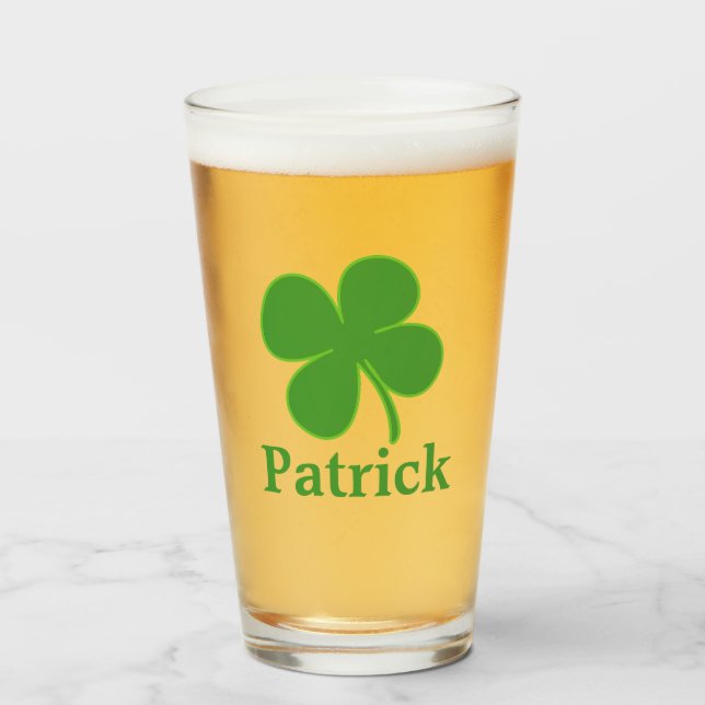 Copo De Pint Amuleto da Sorte: Caneca Personalizada do Trevo Ve (Frente (Preenchido))
