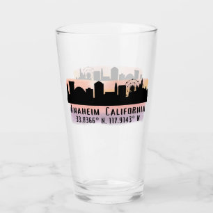 Copo De Pint Anaheim Skyline Latitude e Longitude Pint Glass