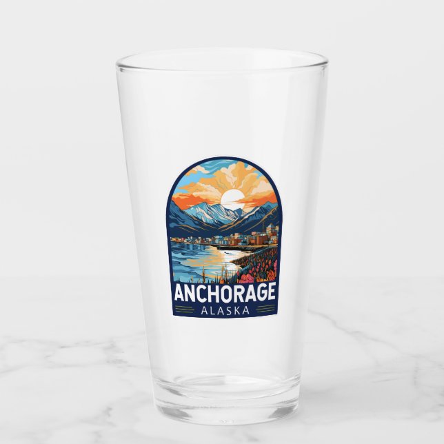 Copo De Pint Anchorage Alaska Viagem Art Emblem (Frente)