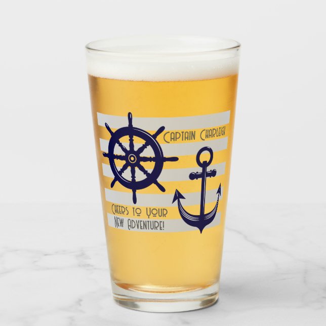 Copo De Pint Âncora Azul Marinho Personalizada Roda de Barco Ná (Frente (Preenchido))