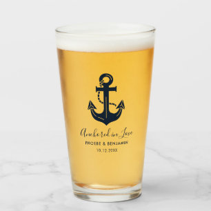 Copo De Pint Âncora de Casamento Personalizada Minimalista Azul