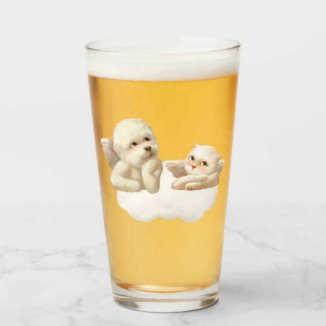 Copo De Pint Angelic Duo: Smiling Bichon & Bao Bao Cloud (Frente (Preenchido))