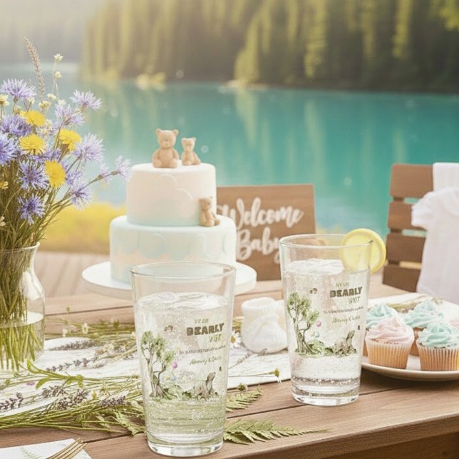 Copo De Pint Animais da Floresta Mal Podem Esperar Presente de  (Forest Animals Bearly Wait Baby Shower Keepsake Glass ©Susanne Sachers - Sunny Mind 🌞)