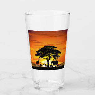 Copo De Pint Animais Selvagens no Sunset da savana africana