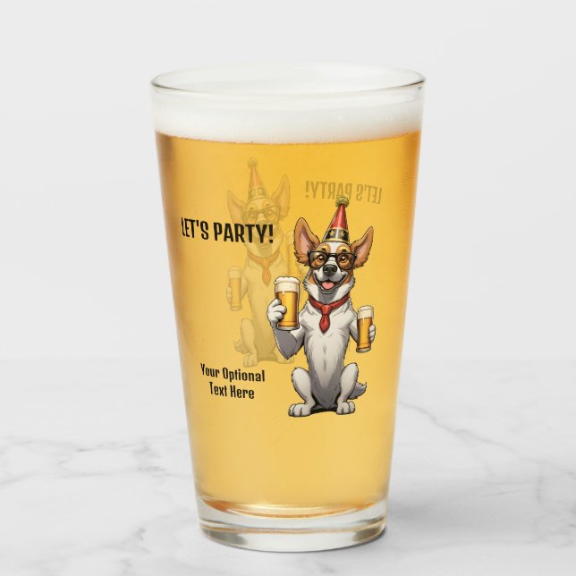Copo De Pint Animal de festa de texto personalizado (Traseira (Preenchido))