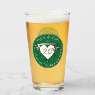Copo De Pint Aniversário de 20 anos de Casamento   Vidro