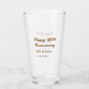 Copo De Pint Aniversário de 20 anos feliz marrom dourado nomeda
