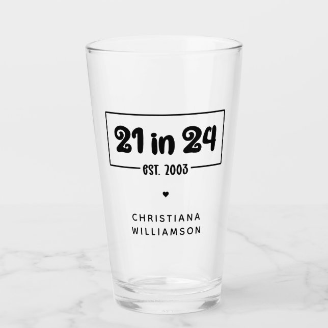 Copo De Pint Aniversário de 21 anos 21 personalizado em 24 de a (Frente)