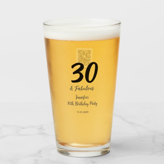 Copo De Pint aniversário de 30 anos adicionar nome data ano neg (Frente (Preenchido))