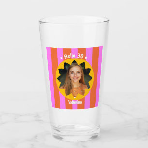 Copo De Pint aniversário de 30 anos foto colorida rosa amarelo