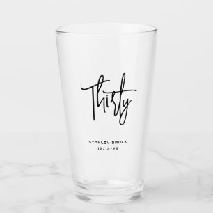 Copo De Pint Aniversário de 30 anos preto caligráfico simples