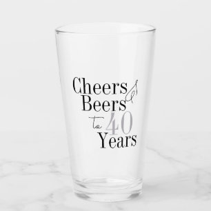 Copo De Pint aniversário de 40 anos Cheers e Beers Black Cinza