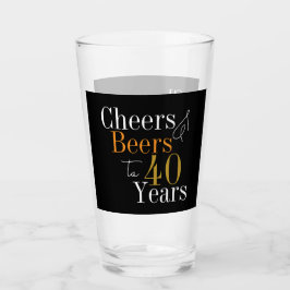 Copo De Pint aniversário de 40 anos Cheers e Beers Black Dourad