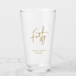 Copo De Pint Aniversário de 40 anos Dourado Caligráfico Simples