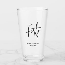 Copo De Pint Aniversário de 40 anos preto caligráfico simples