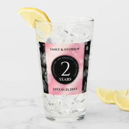 Copo De Pint Aniversário de Casamento do Rosa Quartz Elegante