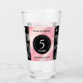 Copo De Pint Aniversário de Casamento Elegante 5 Rosa Quartz