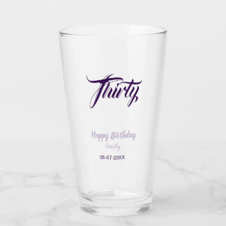 Copo De Pint Aniversário de trinta 30º nome data estilo roxo pa