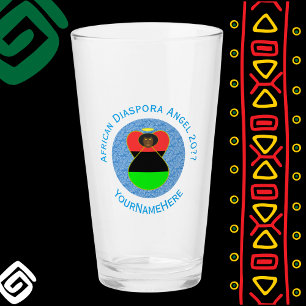 Copo De Pint Anjo da Diáspora Africana Texto Azul Personalizado