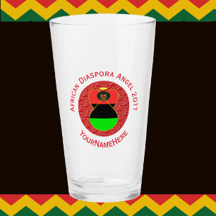 Copo De Pint Anjo da Diáspora Africana Texto Vermelho Personali