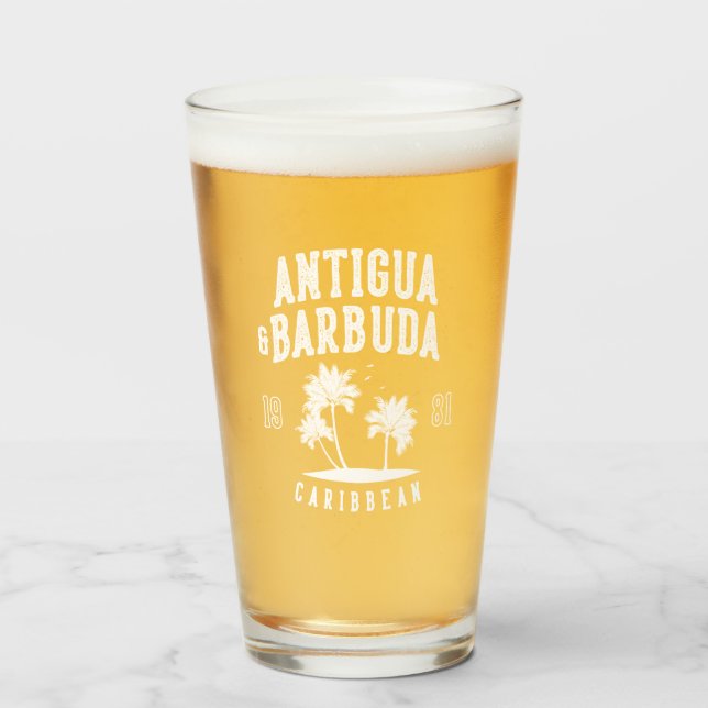 Copo De Pint Antigua & Barbuda Caribbean Palm Tree (Frente (Preenchido))